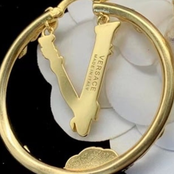 Versace Crystal Hoops Earrings Wow what a Holiday Gift - Picture 5 of 8